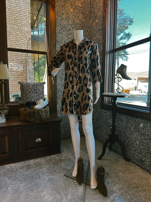 Cheetah Linen Girlfriend Dress